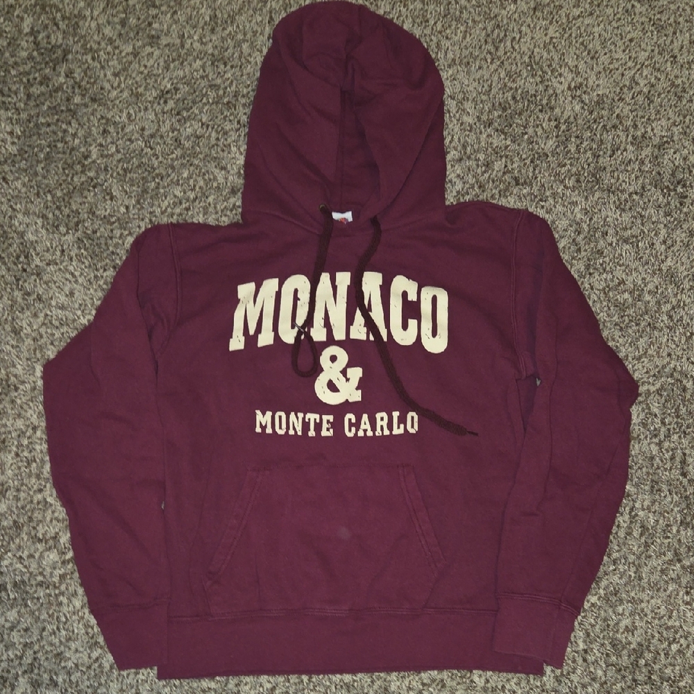 Maroon Hoodie with Monaco & Monte Carlo Print